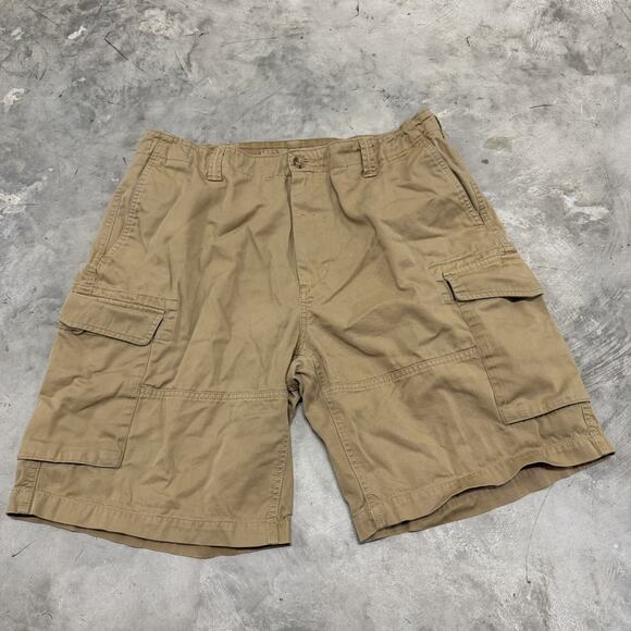 Polo Ralph Lauren Cargo Shorts Tan Flat Baggy Loose Mens Size 35 x 10" - Picture 1 of 9